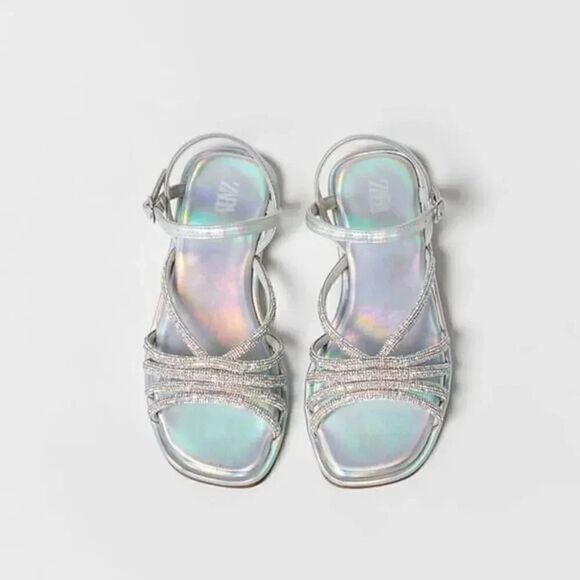 ZARA SPARKLY EMBELLISHED STRAPPY SANDALS - Picture 6 of 7